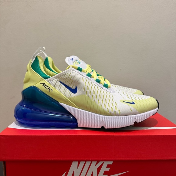 NIB  Big Kid's Nike Air Max 270 White/Light Lemon Twist/Stadium Green - Picture 2 of 6